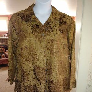 Susan Graver Bronze Jacquard Big Shirt 1X